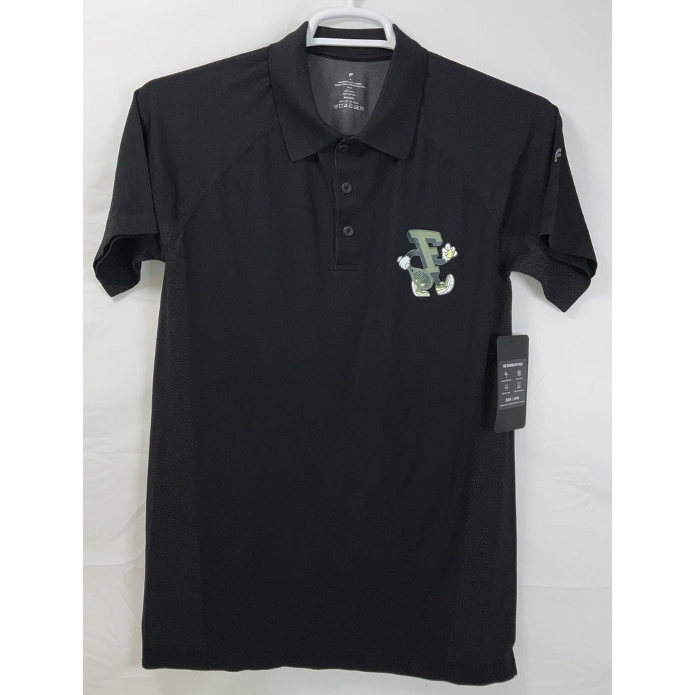 NWT Men's Fabletics The Training Day Polo Shirt‎ Black w/ Tennis Logo - Medium